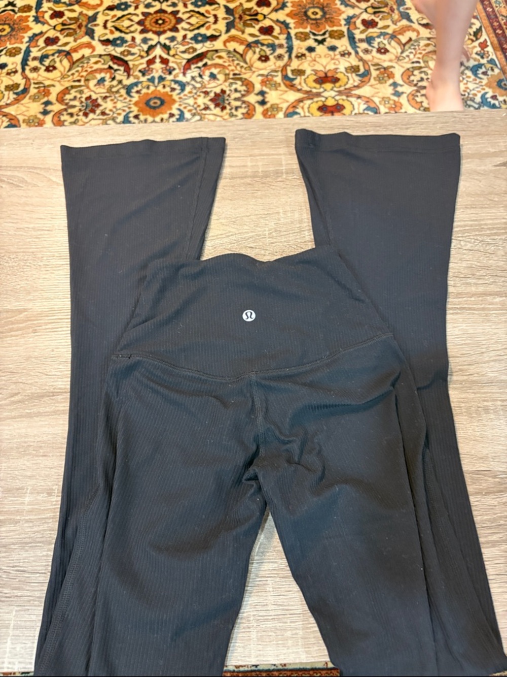 lululemon athletica Black Ribbed Flare Leggings